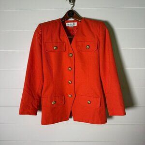 E.R. Gerard New York Orange/Tangerine Suit with Pleated Skirt Sz 6